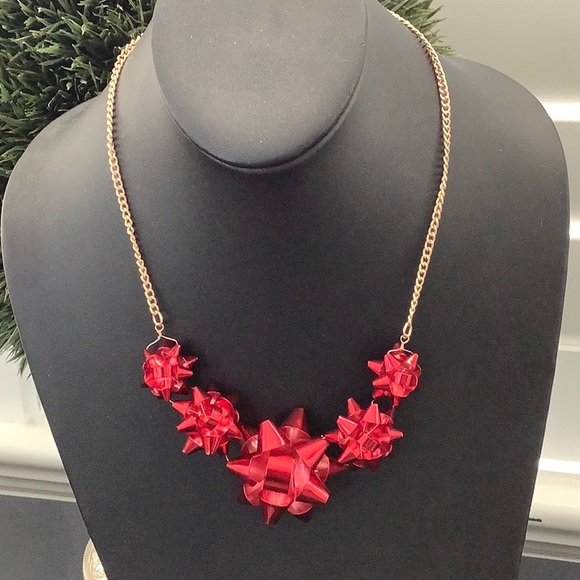 Jewelry - (A)RED HOLIDAY BOW STATEMENT NECKLACE
